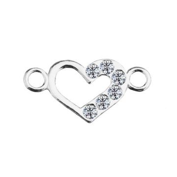 Connector Heart with crystals, Silver 925 S-CHARM 464