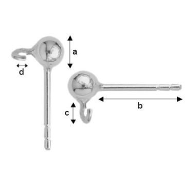 Earstud with ball and open loop Silver 925 STP 3,0