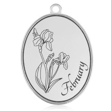 Charm Birth Month with Iris - February, silver 925 BL 873 - 0,4 mm