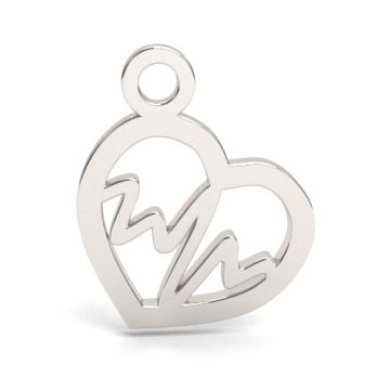 Little heart charm with life line / pulse , silver 925 BL 912 - 0,4 mm