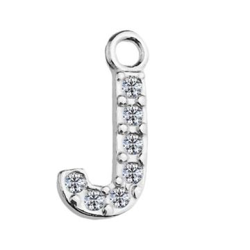 Charm Letter J with crystals, Silver 925 S-CHARM J