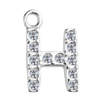 Charm Letter H with crystals, Silver 925 S-CHARM H