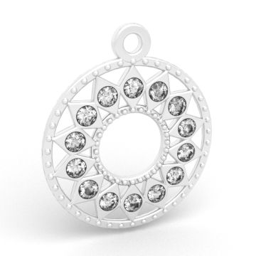 Round rosette with colored Preciosa stones, 925 silver S-CHARM 813