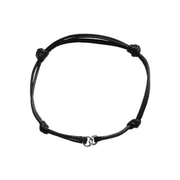 Black Cord Bracelet Finding Silver 925 13-21 CM