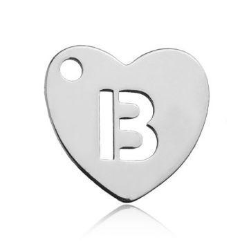 Charm Heart with Letter B Silver 925 BL HEART B - 0,4 mm