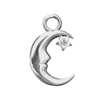 Charm Moon with crystal, Silver 925 S-CHARM 224