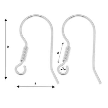 Earwire, lightweight fishhook with open loop Silver 925 BO 3 V4 SL