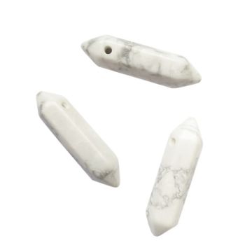 Natural stone Marble Howlite - arrowhead, icicle, amulet - big 32x9 mm