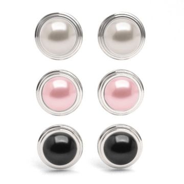 Earrings, earstuds with Preciosa button pearl Silver 925, SZ 63