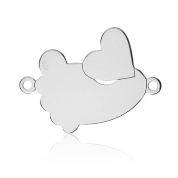 Engravable Charm Foot&Heart Silver 925 BL 571 - 0,4 mm