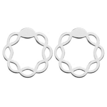 Earrings/earstuds open-work Circles, Silver 925 SZ 794