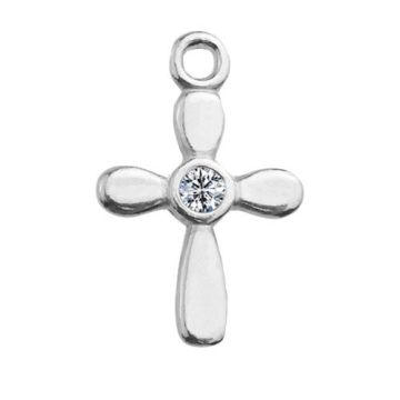 Charm Cross with crystals, Silver 925 S-CHARM 369