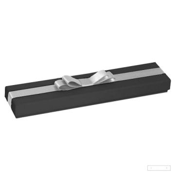 High-quality paper jewelry box in black colour with ribbon - 20,8 x 4,6 cm PD-OXFORD CE-JNH61