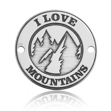 Connector 'I love Mountains' Silver 925 BL 586 - 0,4 mm