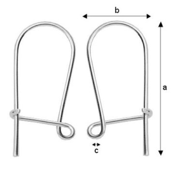 Earwire, kidney with open loop left and right Silver 925 BT 2