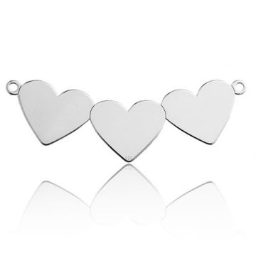 Engravable Connector Three Hearts Silver 925 BL 590 - 0,4 mm