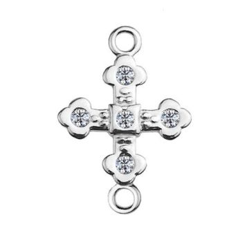 Connector Cross with crystals, Silver 925 S-CHARM 432