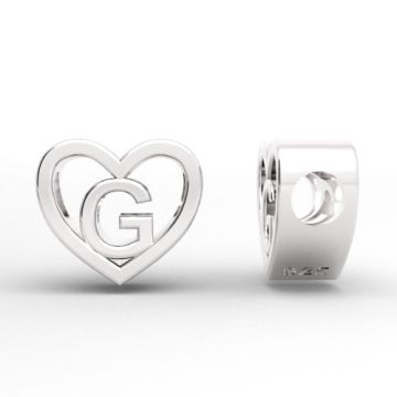 Decorative open-work charm, Heart with letter G, silver 925 HEART ODL-G