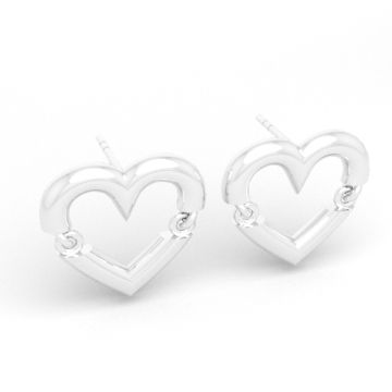 Heart - shape stud earrings - movable, silver 925 SZ 169