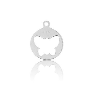 Oval Charm with BUTTERFLY Silver 925 BL 58 - 0,4 mm