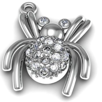 Charm SPIDER with crystals, Silver 925 H-45