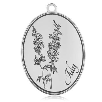 Charm Birth Month with larkspur - July, silver 925 BL 878 - 0,8 mm