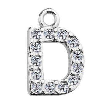 Charm Letter D with crystals, Silver 925 S-CHARM D