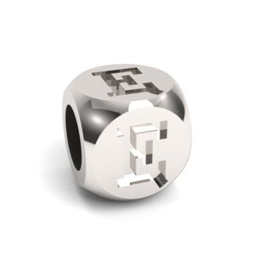 Charm with a letter Ę, silver 925 CUBE E-PL