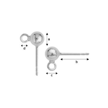 Earstud with ball 5 mm Silver 925 STW 5,0