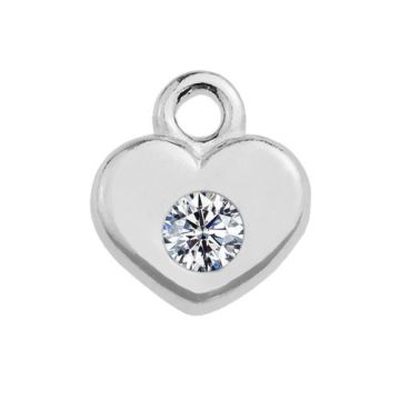 Charm Heart with crystal, Silver 925 S-CHARM 366