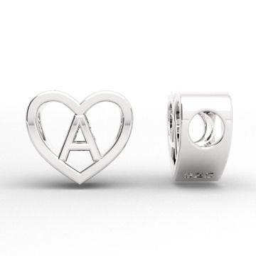 Decorative open-work charm, Heart with letter A, silver 925 HEART ODL-A