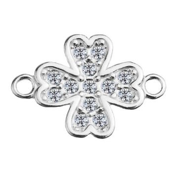 Connector Clover with crystals, Silver 925 S-CHARM 429