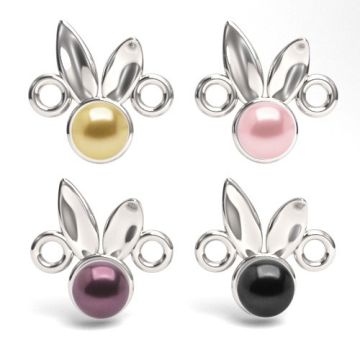 Connector Bunny with Preciosa pearl, silver 925 S-CHARM 588