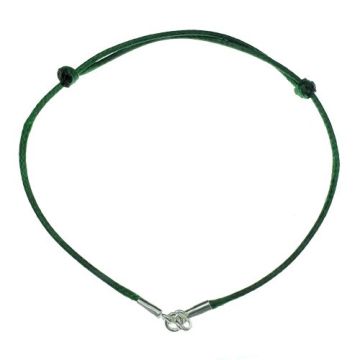 Bottle green Cord Bracelet Finding Silver 925 11-22 CM