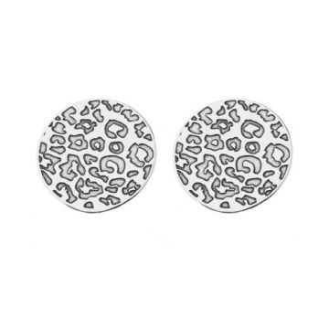 Earrings/earstuds circles with leopard pattern, Silver 925 SZ 861