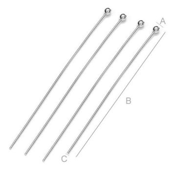 Headpins- wire 0,65 mm lenght 50 mm Silver 925 HP 0,65 50 mm