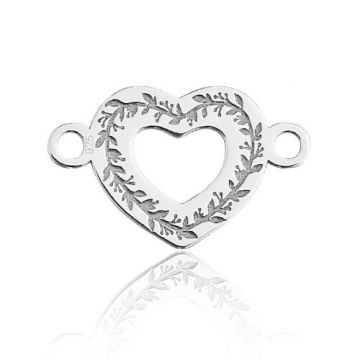 Connector Heart with Floral Engraving Silver 925 BL 682 - 0,4 mm