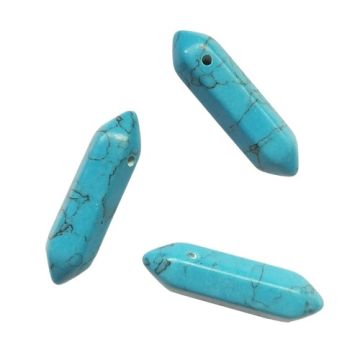 Natural stone Turquoise Howlite - arrowhead, icicle, amulet - big 32x9 mm