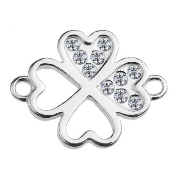 Connector Clover with crystals, Silver 925 S-CHARM 430