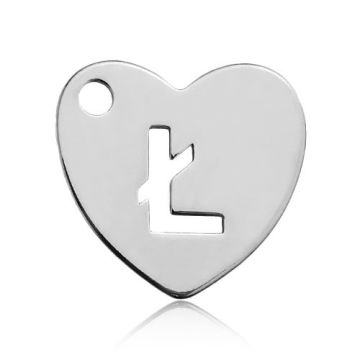 Charm Heart with Letter Ł Silver 925 BL HEART Ł - 0,4 mm