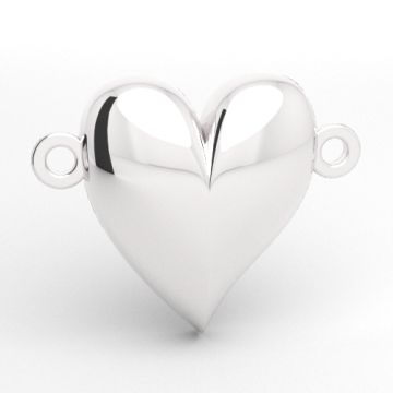 Connector convex heart, Sterling Silver 925 S-CHARM 839