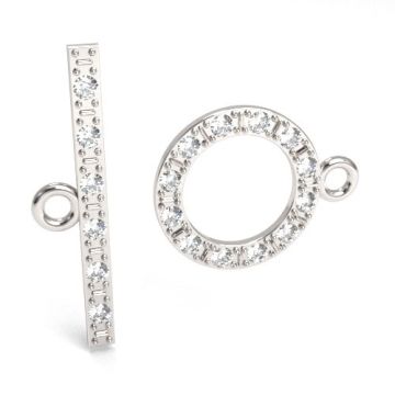 Toggle clasps with crystals, Silver 925 ZAM 11