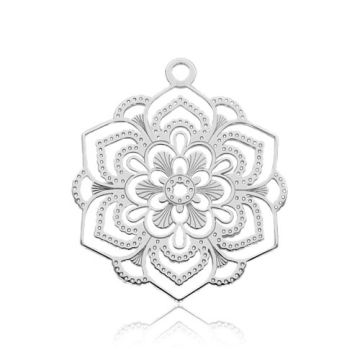 Decorative charm, flower / rosette , silver 925 BL 974 - 0,4 mm