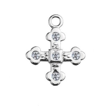 Charm Cross with crystals, Silver 925 S-CHARM 428