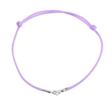 Lavender Cord Bracelet Finding Silver 925 11-22 CM