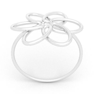 Adjustable ring with flower, 925 silver D38