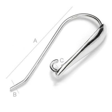 Earwire, fishhook with closed loop Silver 925 BO 27