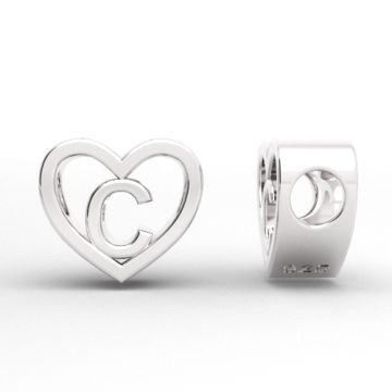 Decorative open-work charm, Heart with letter C, silver 925 HEART ODL-C