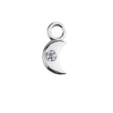 Tiny Charm Moon with crystal, Silver 925 S-CHARM 451