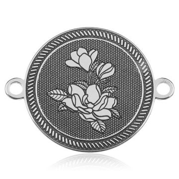 Connector circle with roses, silver 925 BL 898 - 0,4 mm